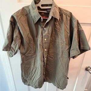 Route 66 Olive Green Short Sleeve Button Up Shirt Mens Large Cotton